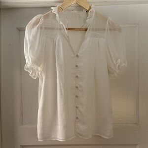 NAF NAF White Ruffled Blouse